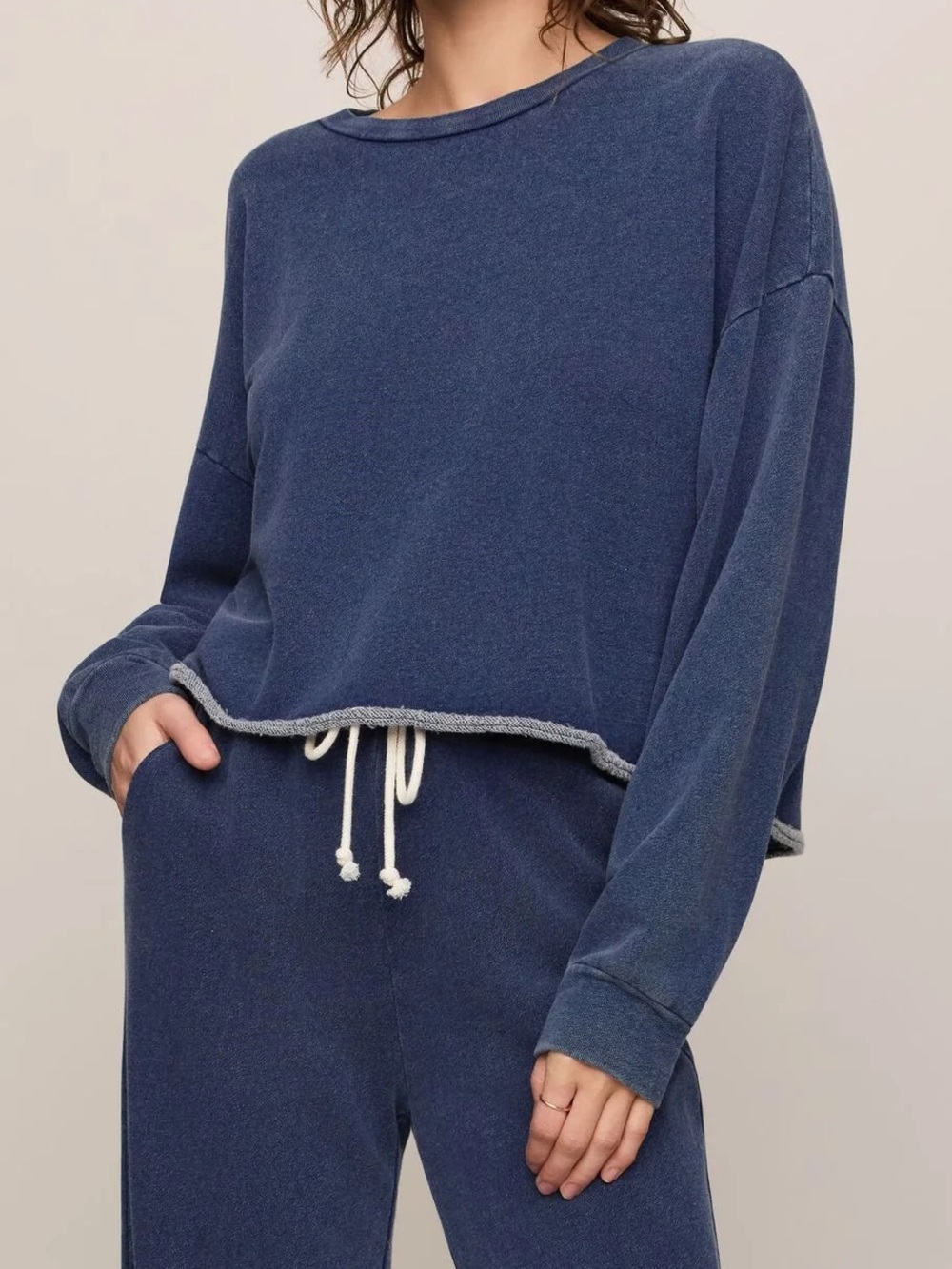 Z SUPPLY Circuit Knit Denim Sweatshirt in Indigo - Size Small